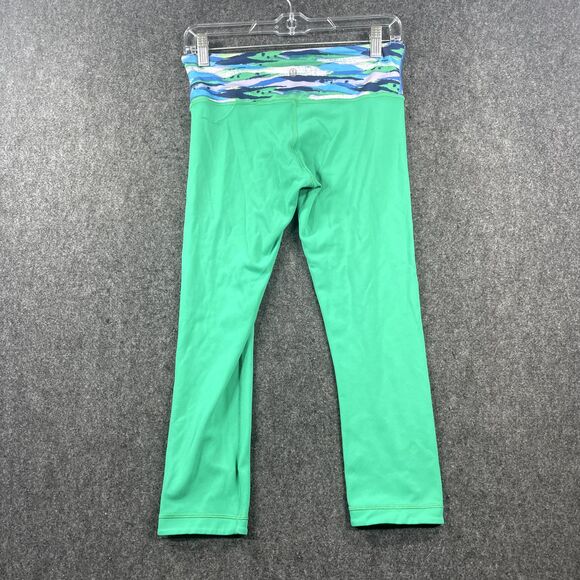 Lululemon Wunder Under Crop Reversible Women's 6 Jungle Green Inkwell - Picture 6 of 10